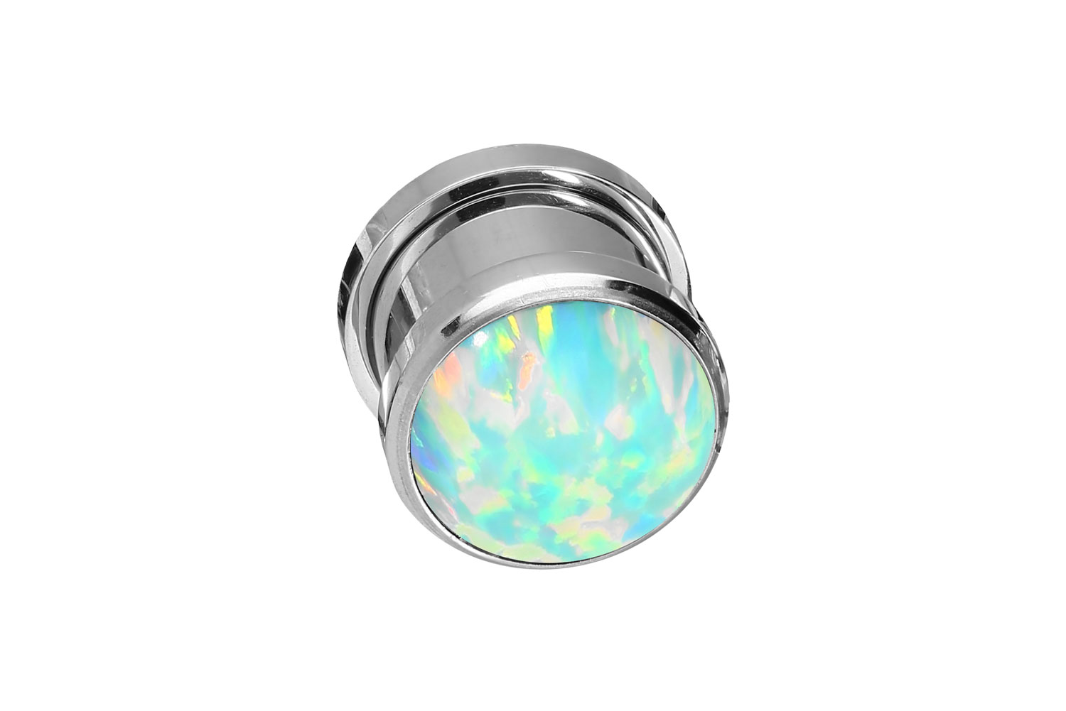 Chirurgenstahl Plug SYNTHETISCHER OPAL ++SALE++ von Piercingline